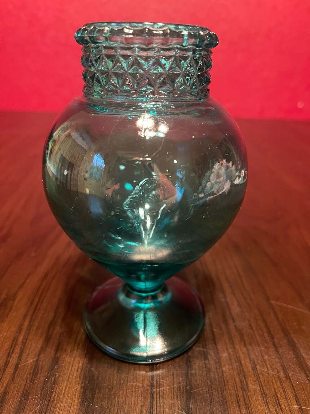 Tiffin Dakota Aqua Blue Glass Pedestal Apothecary Jar